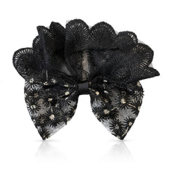 Flower Embroidered Lace Bow Clip