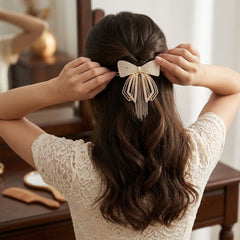 Dreamy Studded Butterfly Tassel Hair Bow Clip