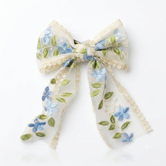 Dainty Flower Organza Bow Clip