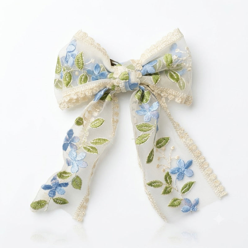 Dainty Flower Organza Bow Clip