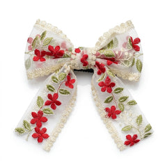 Dainty Flower Organza Bow Clip