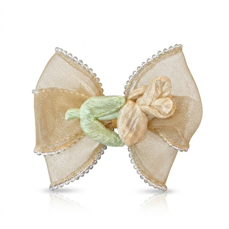 Rose Organza Hair Bow Clips
