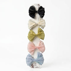 Embroidered Fabric Bow Clip