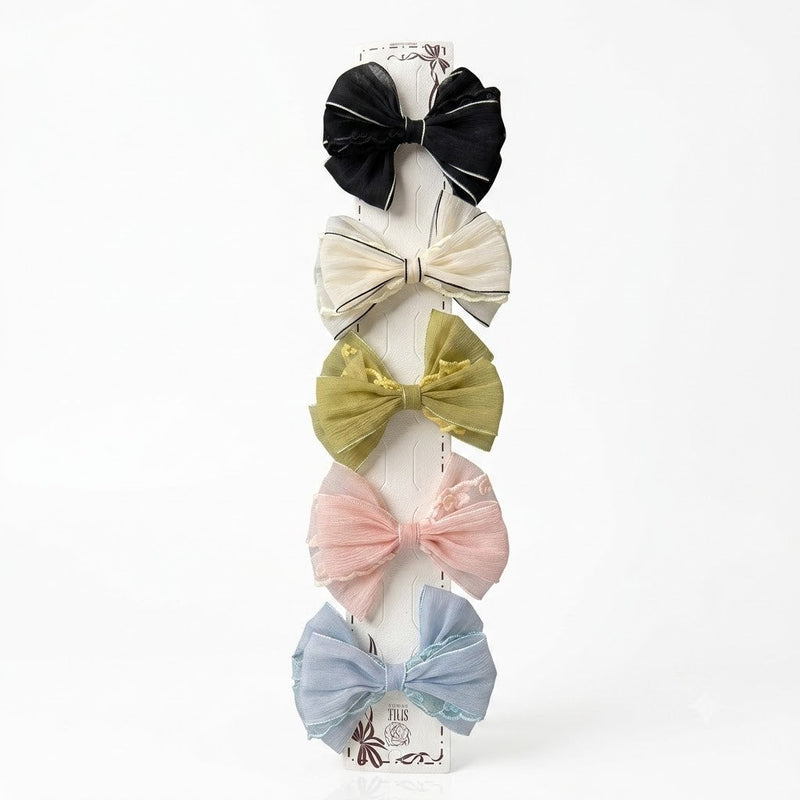 Embroidered Fabric Bow Clip