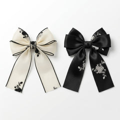 Elegant Embroidered Bow Clips
