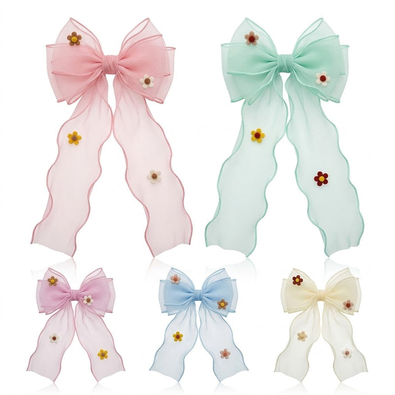 Mini Flower Organza Tail Hair Clip