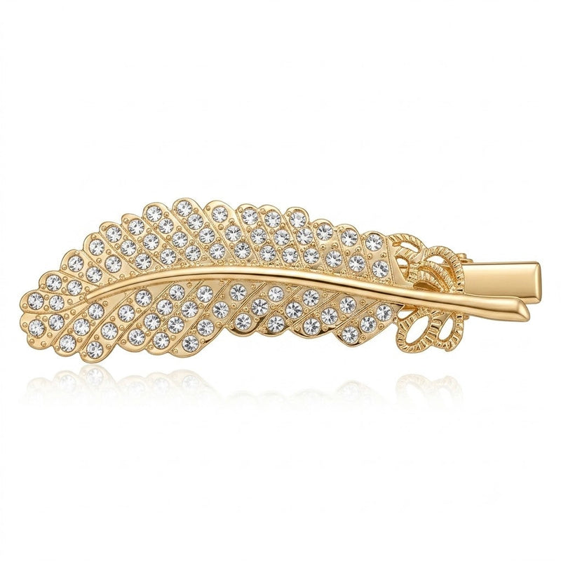 Rhinestone Studded Leaf Hair Pin