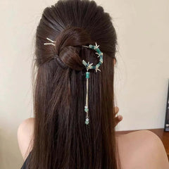 Bamboo-inspired Dangling Bead Hair Pin