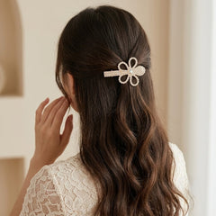 Rhinestone Studded Flower Hair Pin