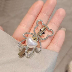 Rhinestone Studded Teddy Hair Pin