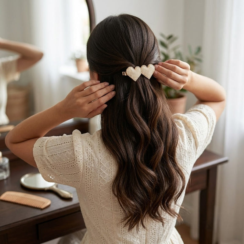Pearl Studded Heart Hair Clip