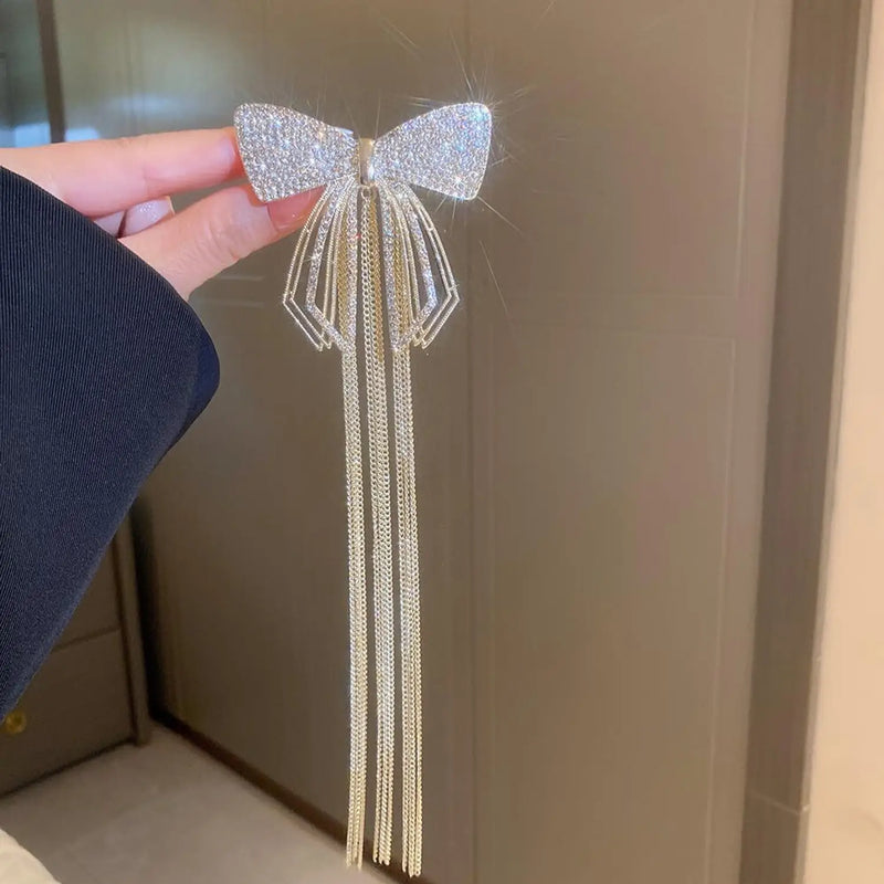 Dreamy Studded Butterfly Tassel Hair Bow Clip