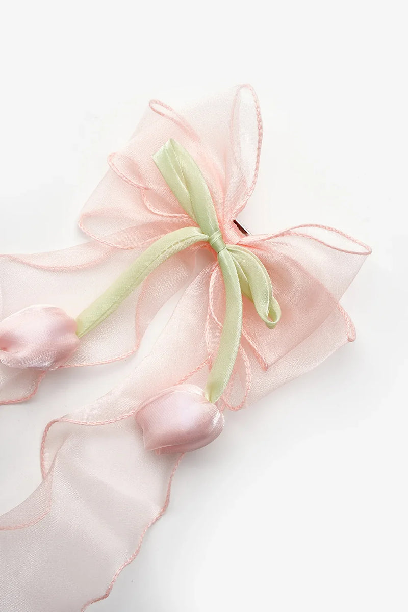 Powder Tulip Dangling Bow Clips