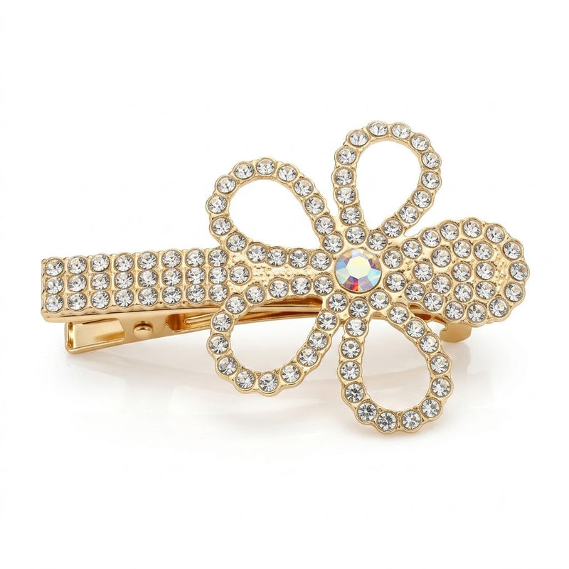 Rhinestone Studded Flower Hair Pin