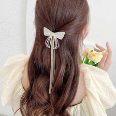 Dreamy Studded Butterfly Tassel Hair Bow Clip