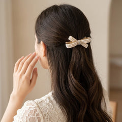 Pearl Studded Bow Hair Clip