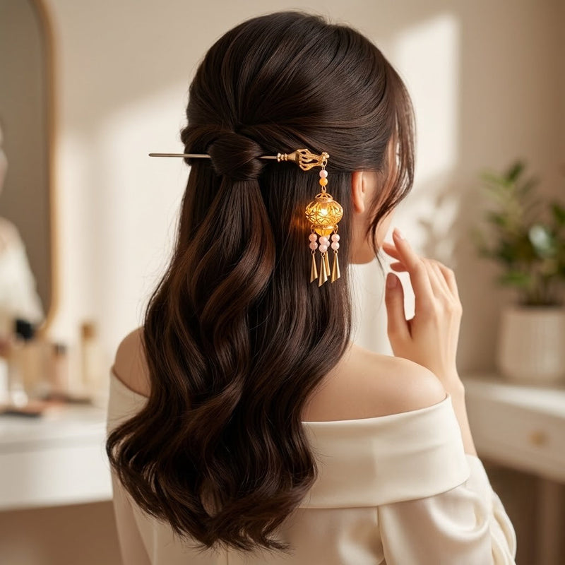 Orchid Fringe Lantern Hairpin