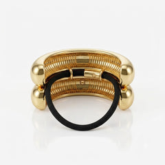 Wide Double Arch Metal Ponytail Hair Tie | Gold