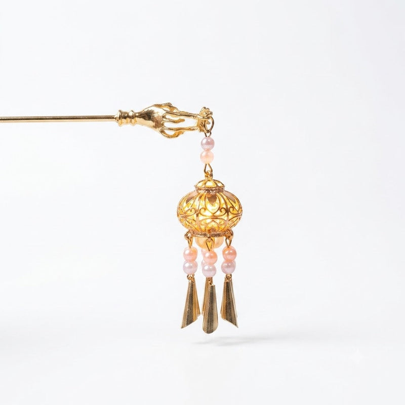 Orchid Fringe Lantern Hairpin