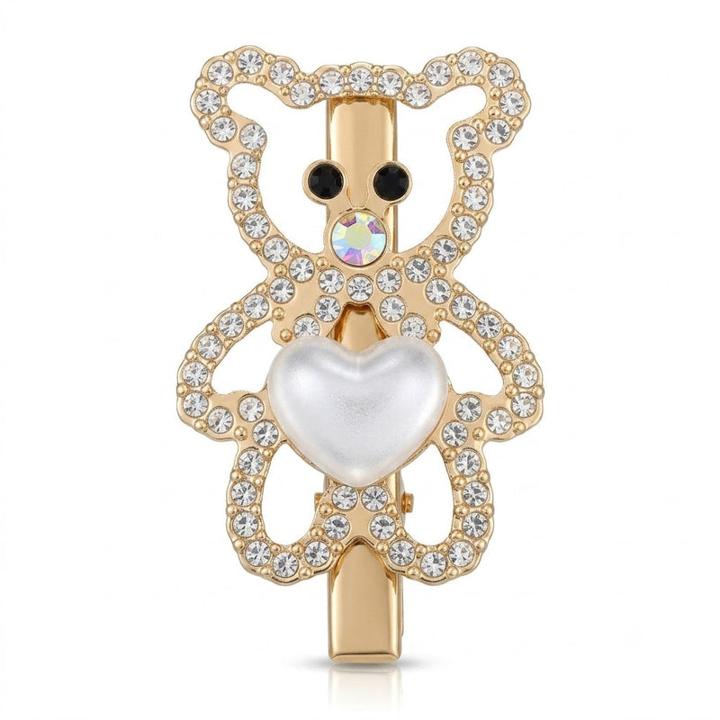 Rhinestone Studded Teddy Hair Pin